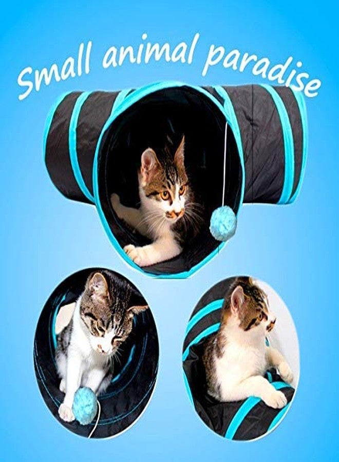 KittuPet نفق كيتو بيت المعدني ثلاثي الاتجاهات للقطط، لعبة قابلة للطي مع كرة للجراء والقطط الصغيرة والأرانب... - Image 5